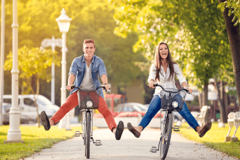 two people on bicycles